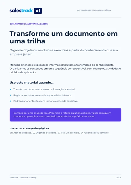 Capa do guia Transforme um documento em uma trilha