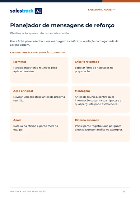 Capa do material Planejador de mensagens de reforço