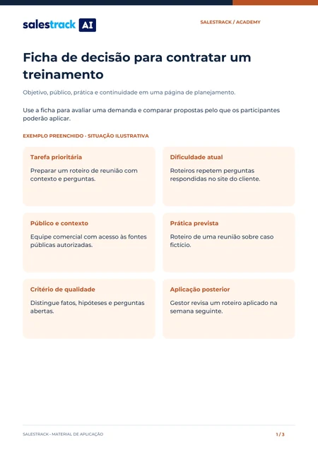 Capa do material Ficha de decisão para contratar um treinamento