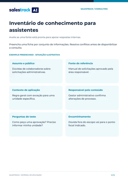Capa do material Inventário de conhecimento para assistentes