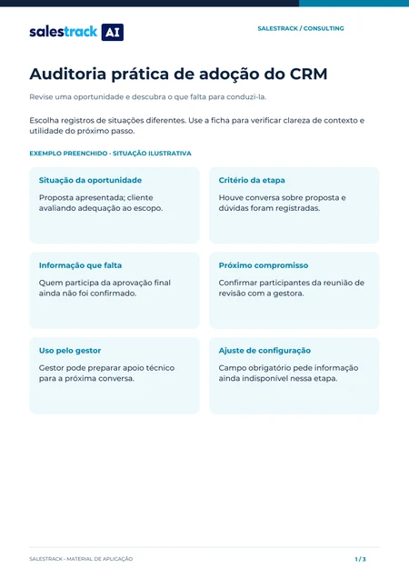 Capa do material Auditoria prática de adoção do CRM