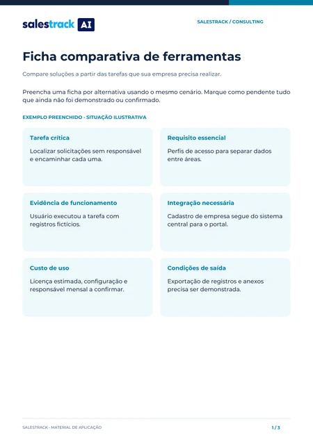 Capa do material Ficha comparativa de ferramentas