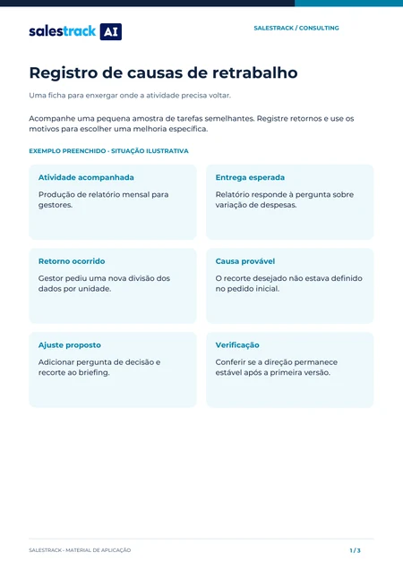 Capa do material Registro de causas de retrabalho