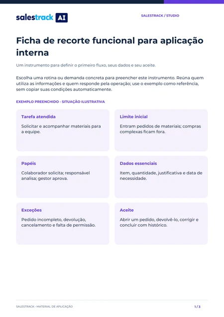 Capa do material Ficha de recorte funcional para aplicação interna