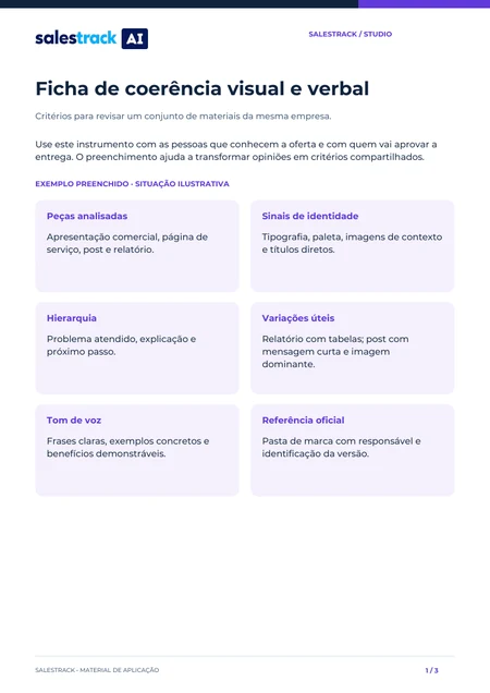 Capa do material Ficha de coerência visual e verbal
