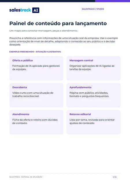 Capa do material Painel de conteúdo para lançamento