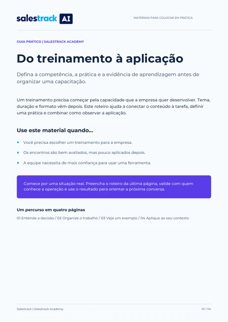 Capa do guia Do treinamento à aplicação