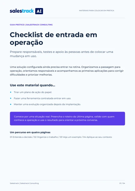 Capa do guia Checklist de entrada em operação