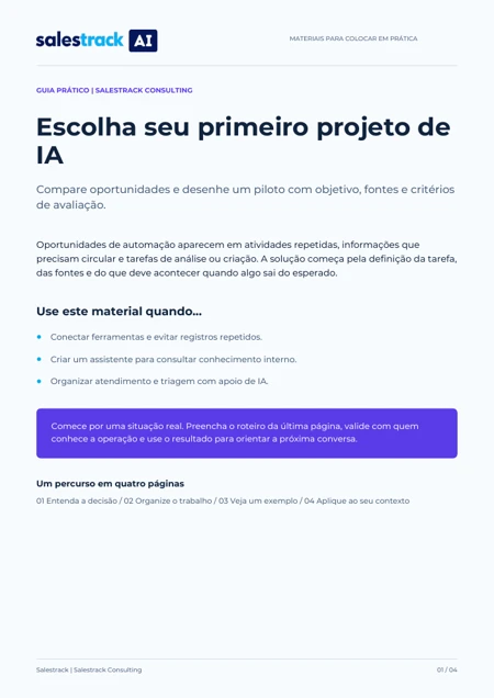 Capa do guia Escolha seu primeiro projeto de IA